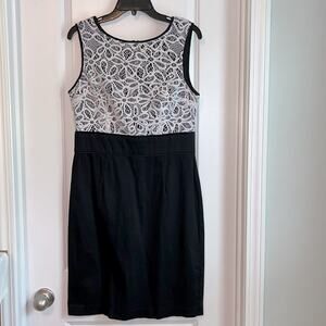 London Times Black with Lace Sheath Dress